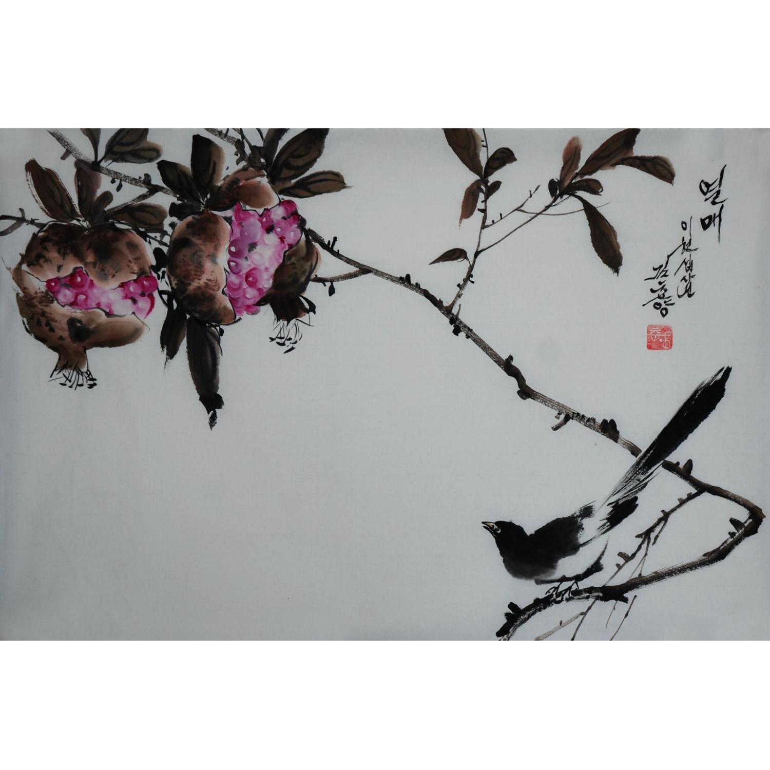 金春阳《硕果累累》朝鲜国画