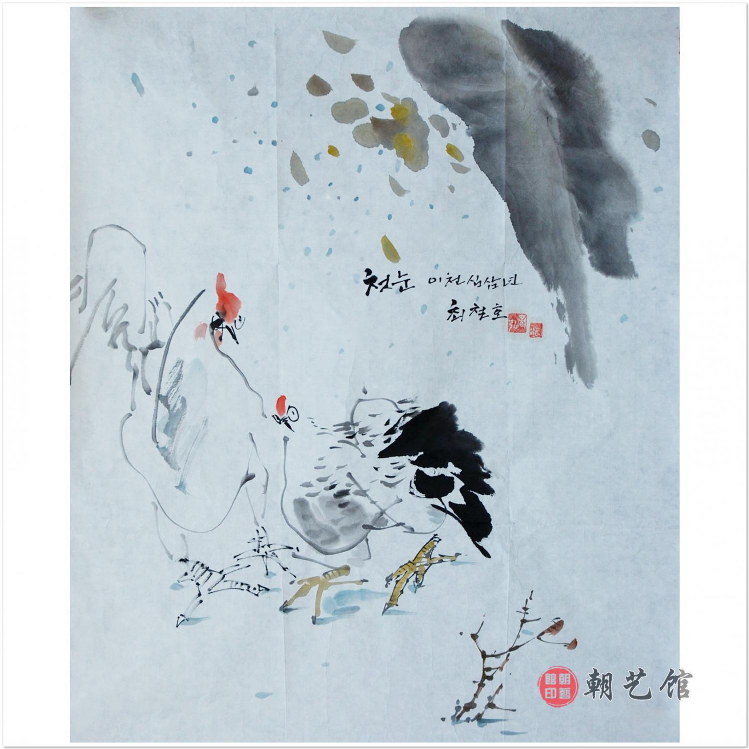崔哲浩《初雪》朝鲜国画-jdzx