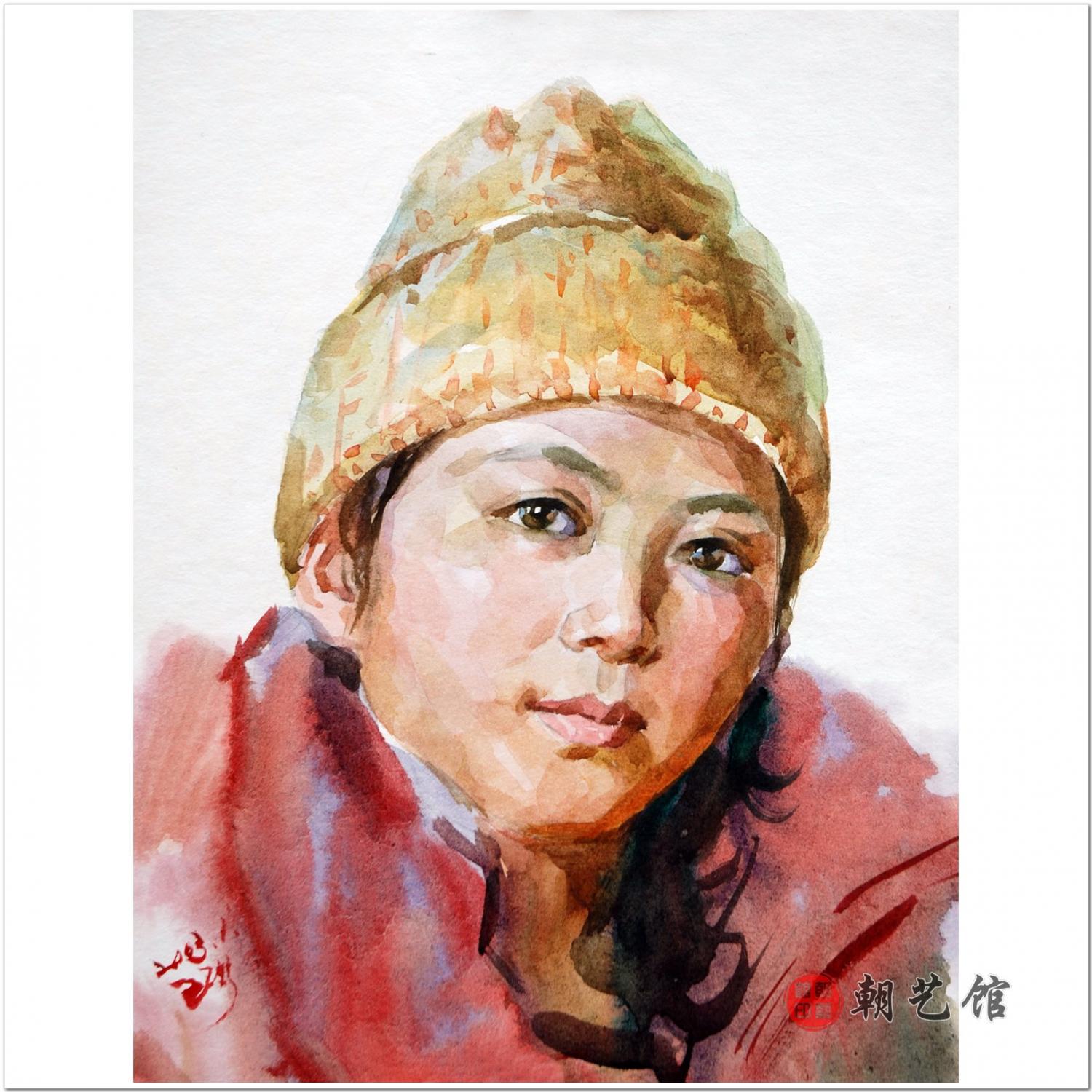 李根泰《女子》朝鲜水彩