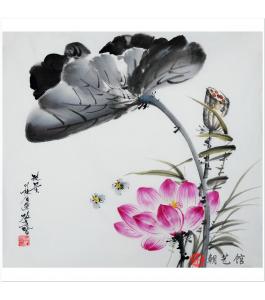 金春阳《莲花》朝鲜国画