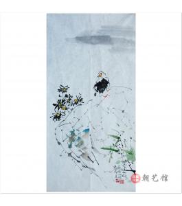 崔哲浩《在石头上》朝鲜国画