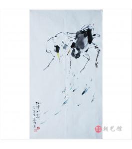 崔哲浩《小溪边》朝鲜国画-jdzx