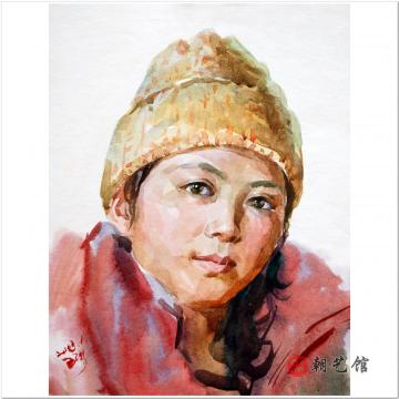 李根泰《女子》朝鲜水彩