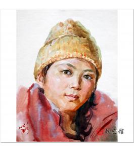 李根泰《女子》朝鲜水彩