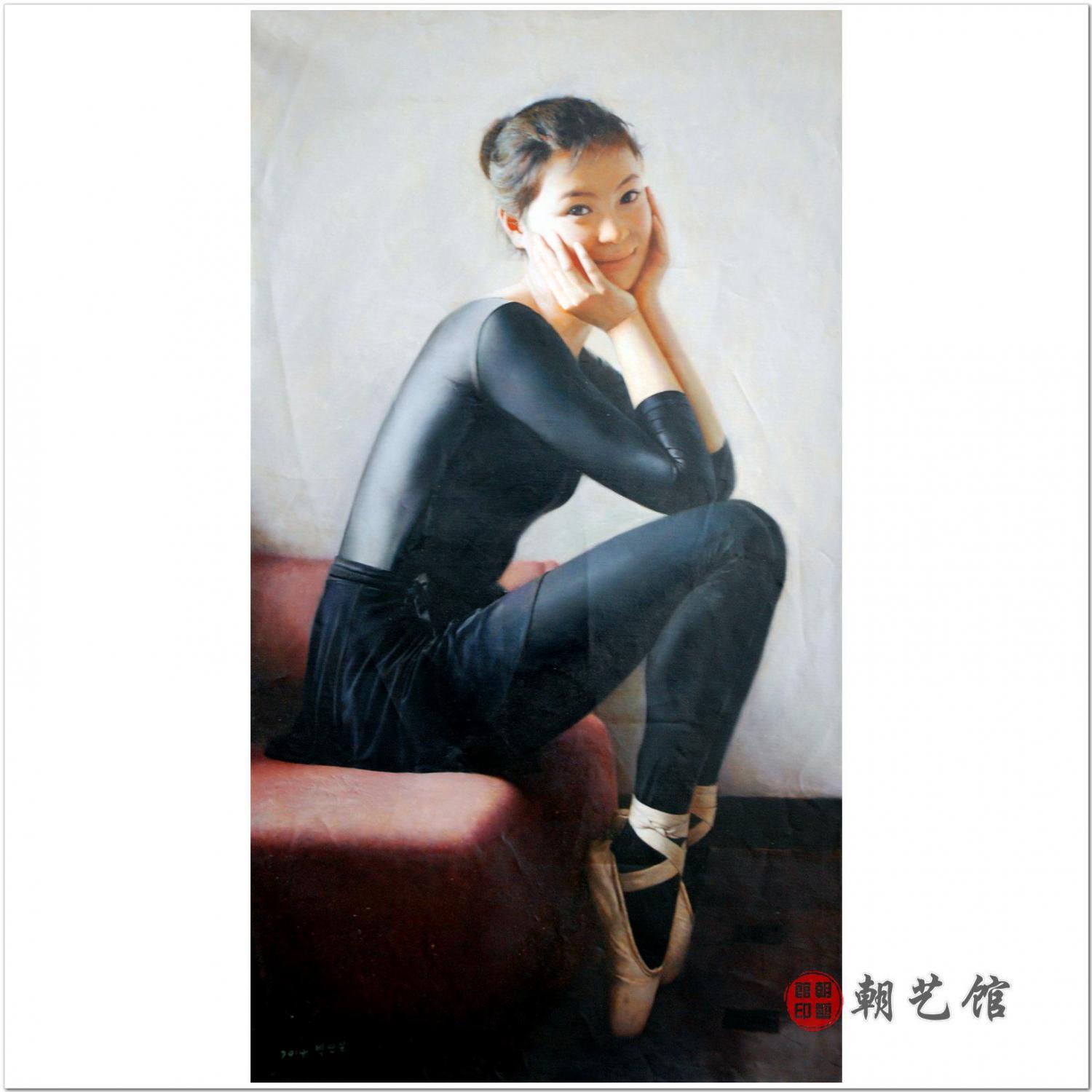 朴丹必《芭蕾演员》朝鲜油画-628xj