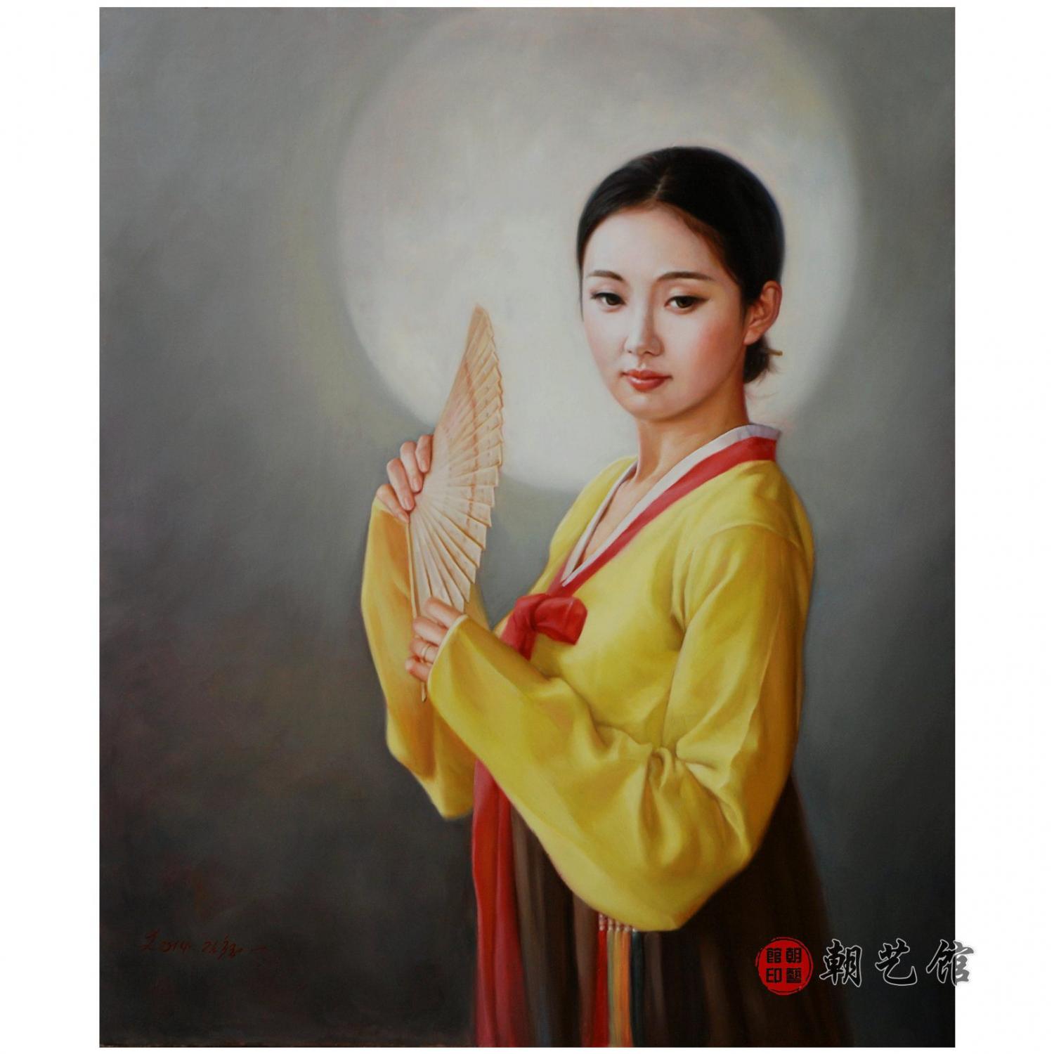 金哲男《月夜》朝鲜油画-dang1
