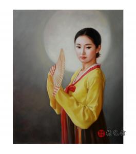 金哲男《月夜》朝鲜油画-dang1