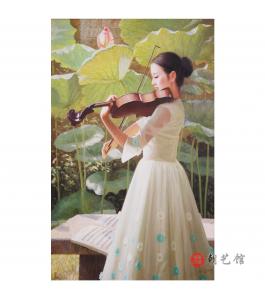 柳泰永《荷塘边》朝鲜油画人物