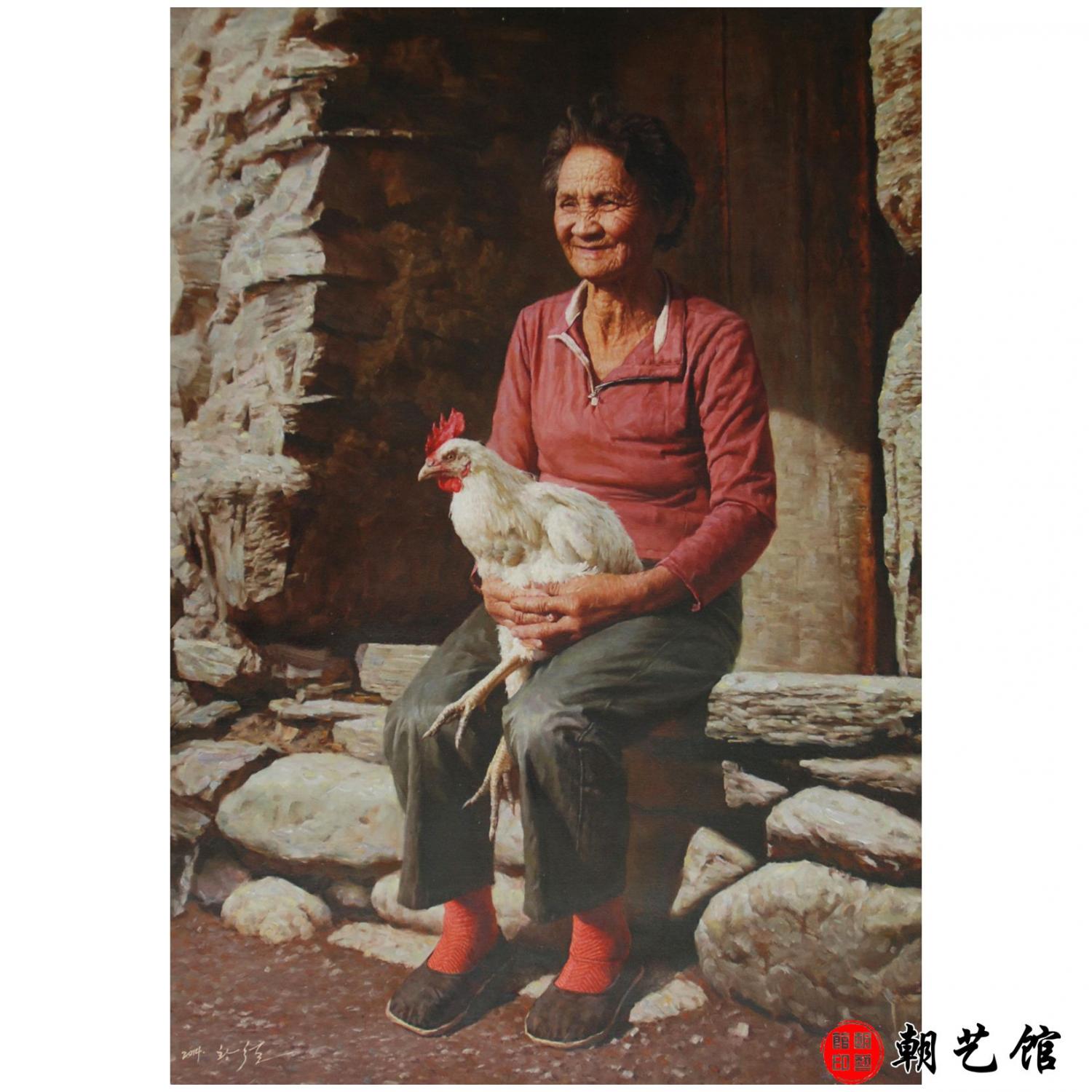 黄哲《奶奶》朝鲜油画---628xj