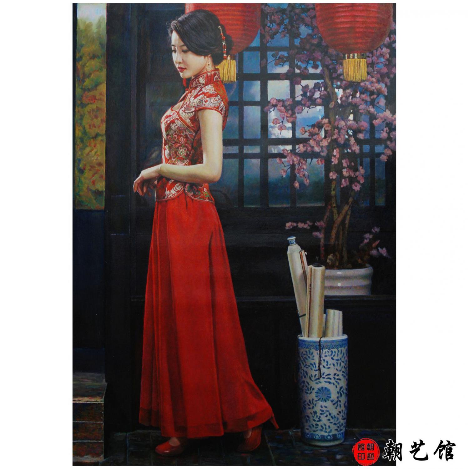 黄基虎《闭月羞花》朝鲜油画-lw