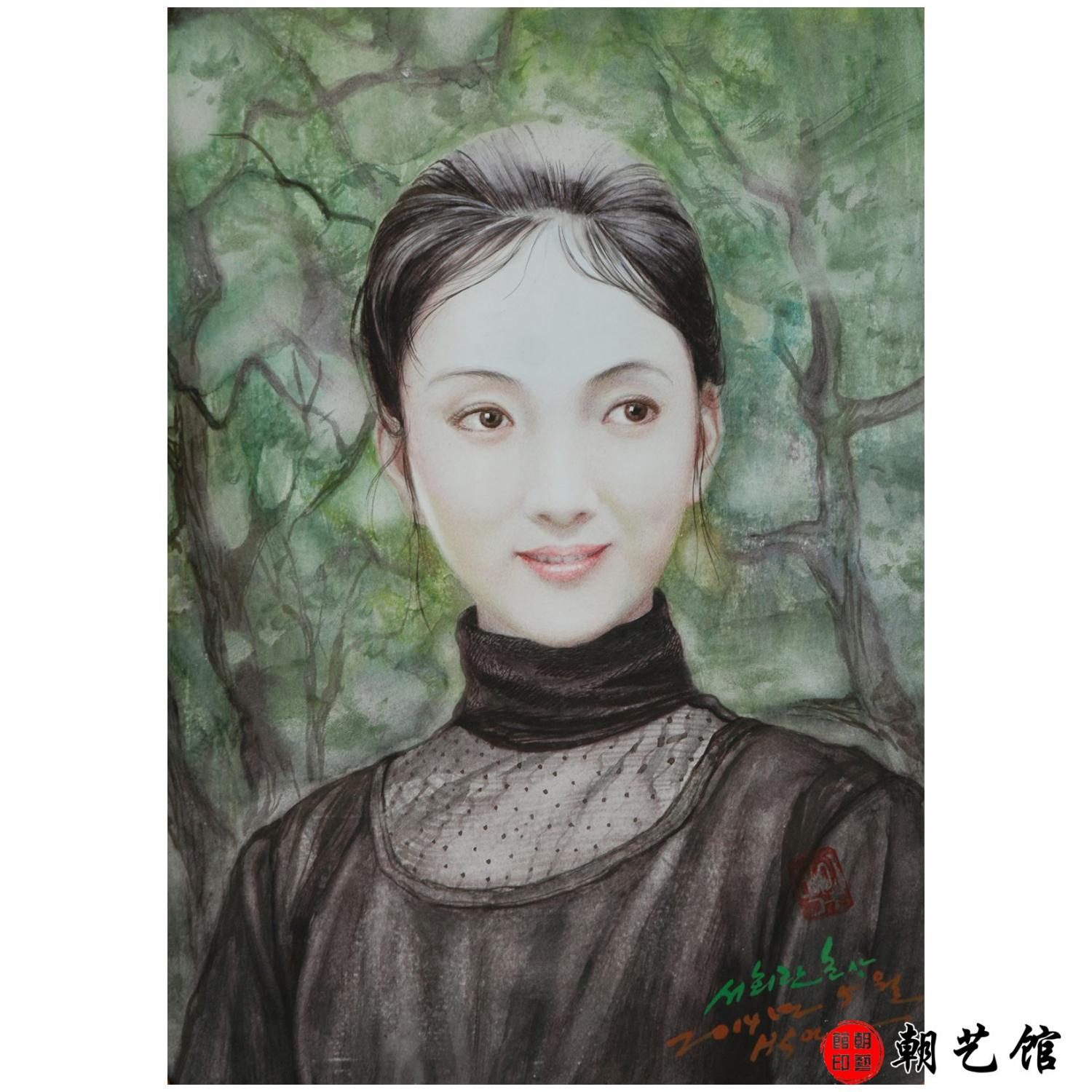 朴仁建《徐慧兰肖像》朝鲜水彩