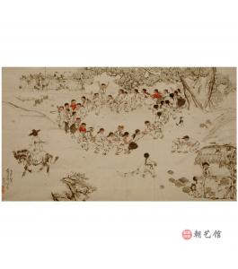 马铁奎《尾巴游戏》朝鲜国画-jdzx