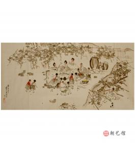 马铁奎《民俗游戏》朝鲜国画-xgf