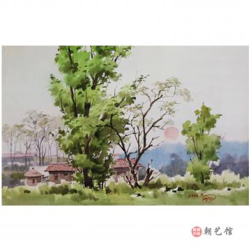 金明健《清晨》朝鲜水彩