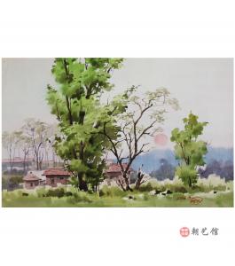 金明健《清晨》朝鲜水彩