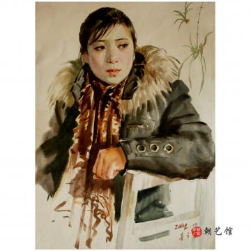洪洙江《女子》朝鲜水彩