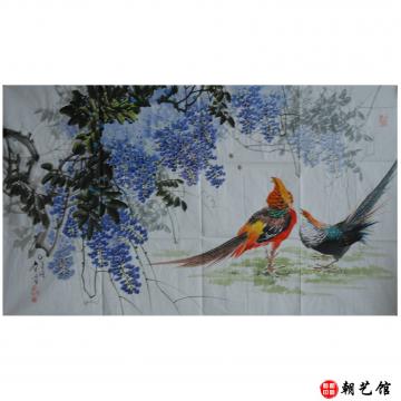 洪有成《藤花》朝鲜国画--xgf-1112