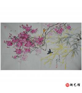 洪有成《春光明媚》朝鲜国画-jdzx