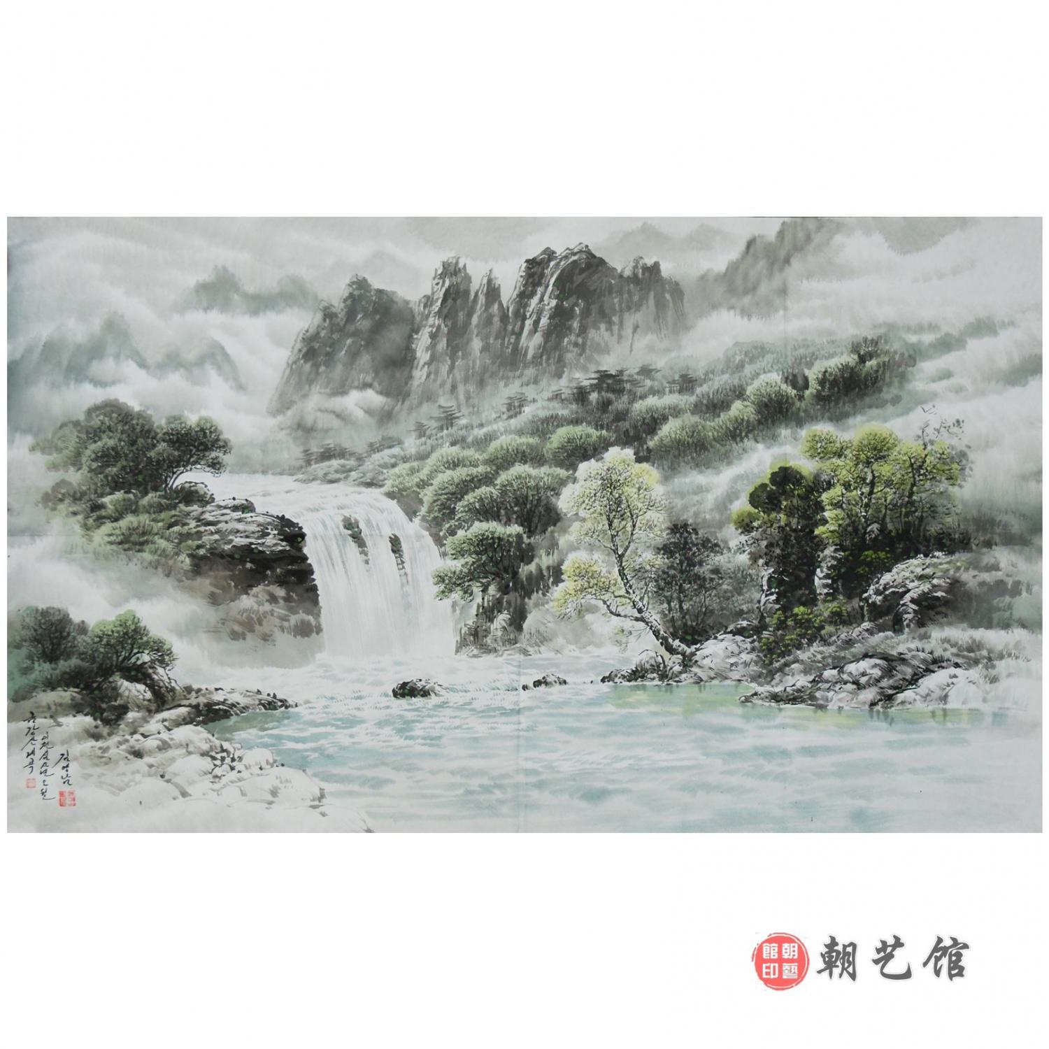金英男《金刚山峡谷》朝鲜国画