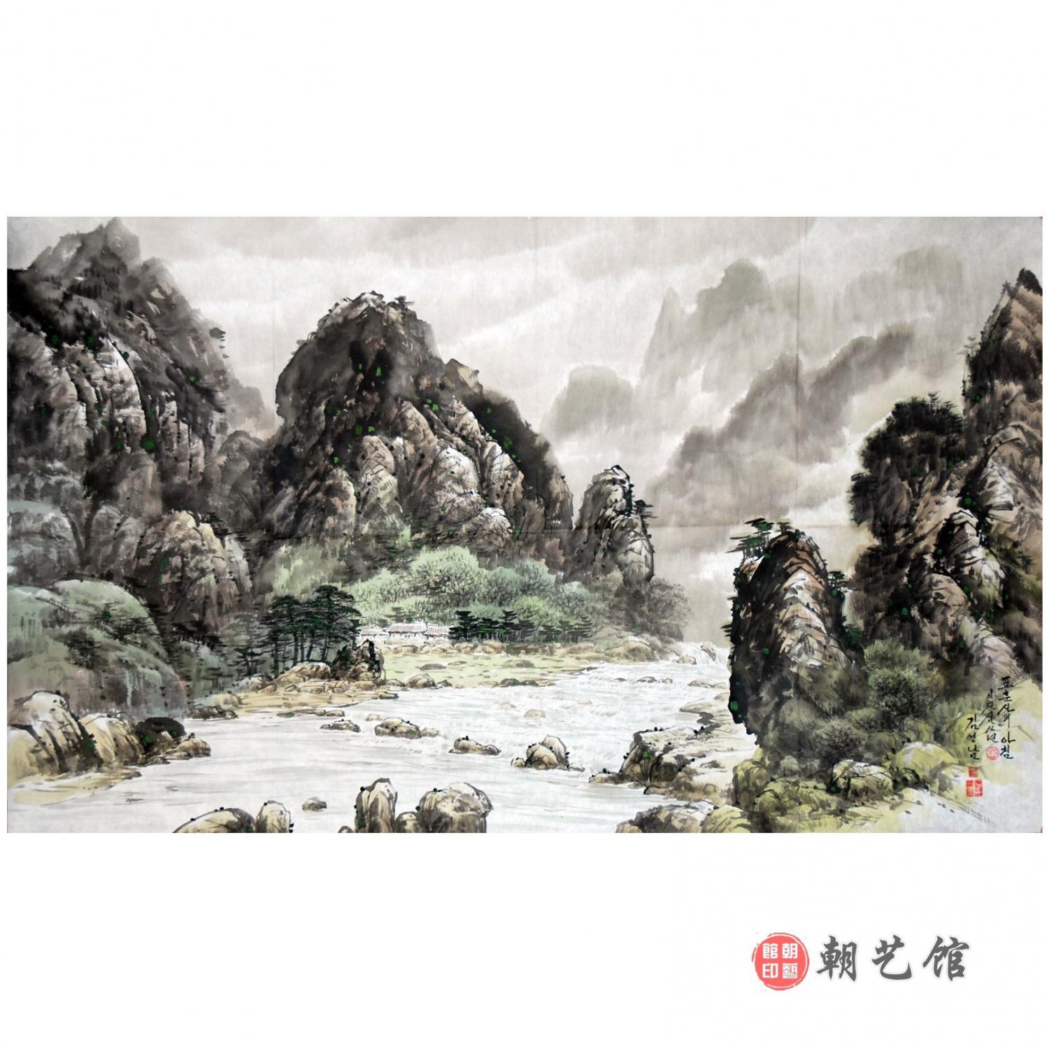金英男《表训寺的早晨》朝鲜国画