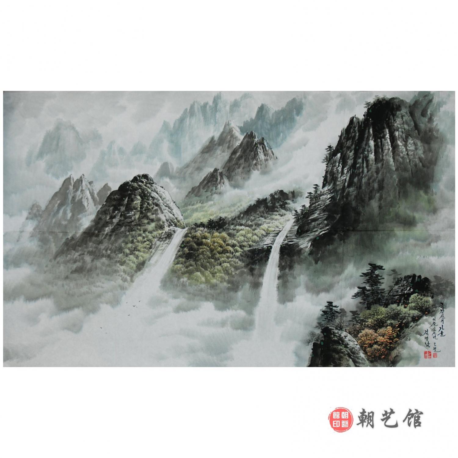 金英男《金刚山的秋天》朝鲜国画-jdzx