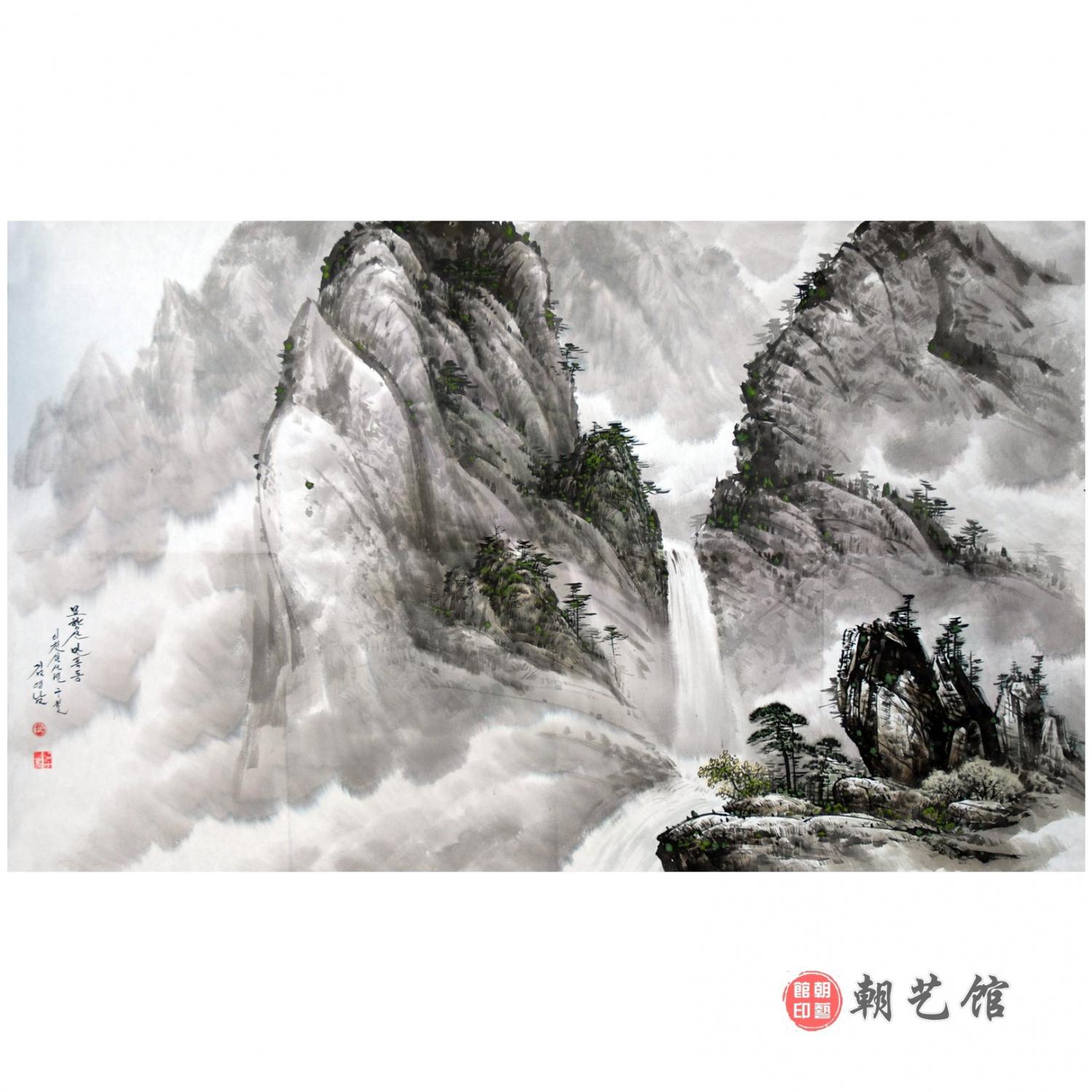 金英男《妙香山万瀑洞》朝鲜国画