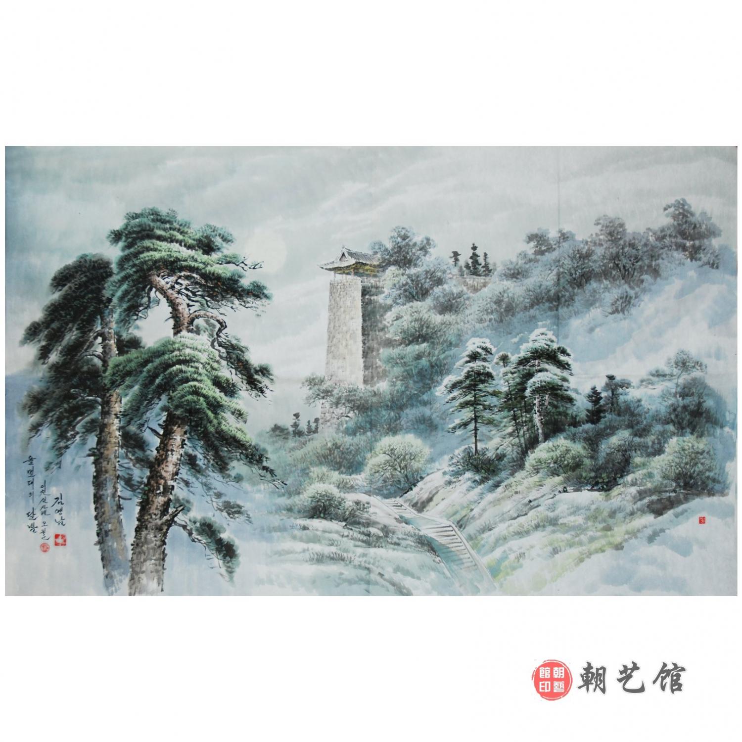 金英男《乙密台的月夜》朝鲜国画