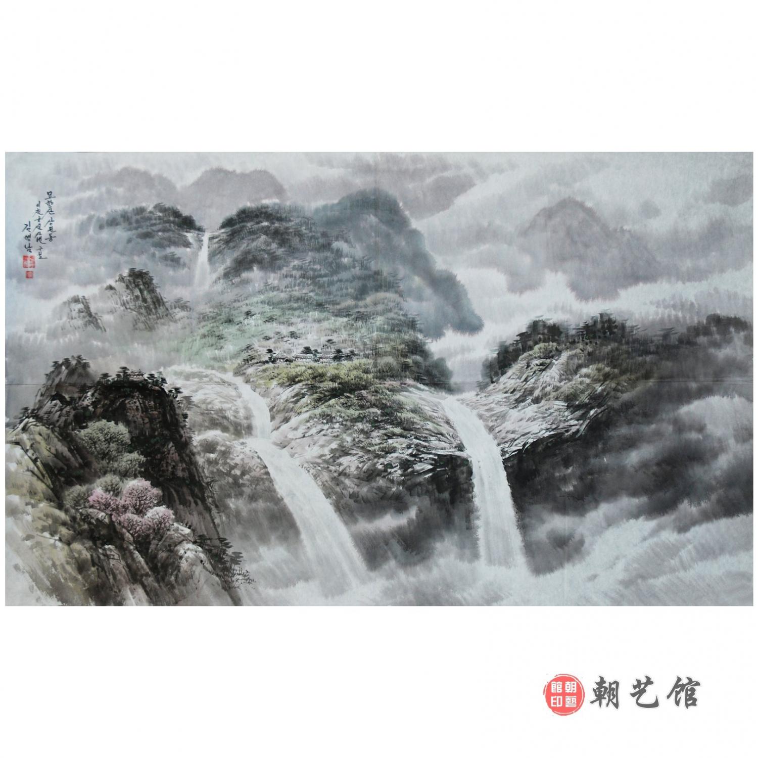 金英男《妙香山的上元洞》朝鲜国画-jdzx
