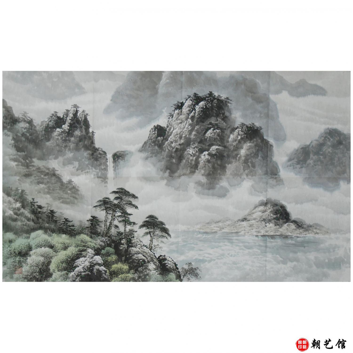 张美琼《香山峡谷》朝鲜国画-dang2