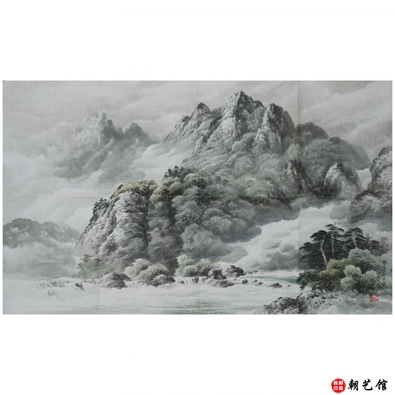 张美琼《七宝山的夏》朝鲜国画-dang1
