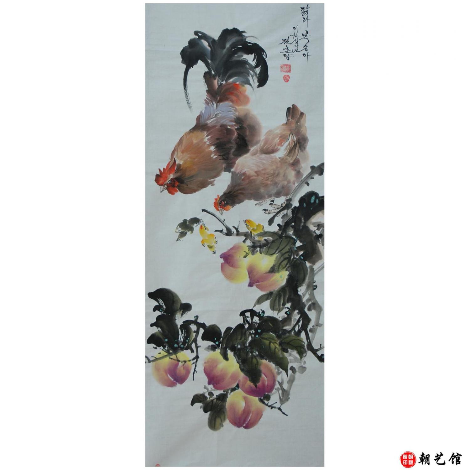 金春阳《庭院一角》朝鲜国画