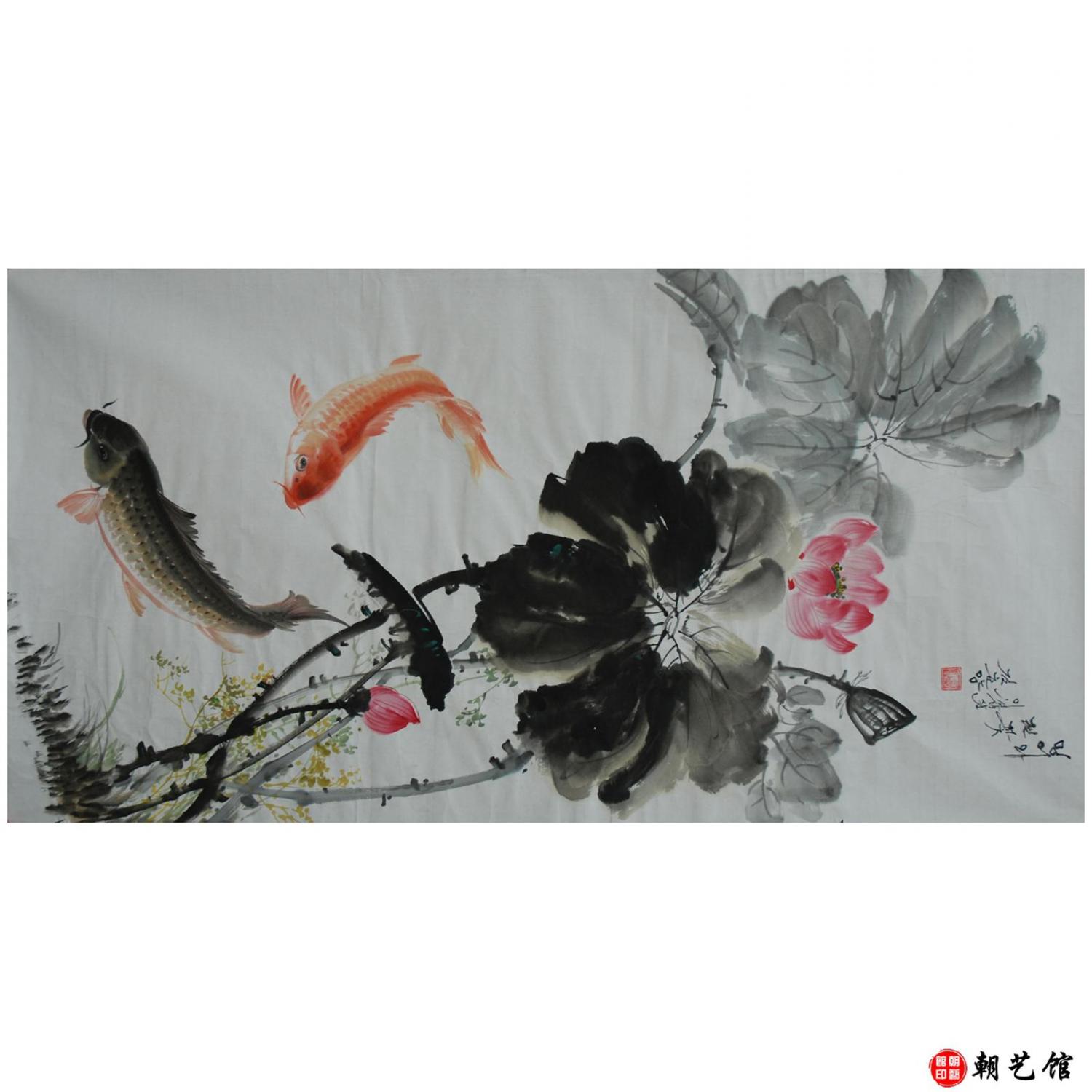 金春阳《年年有余》朝鲜国画