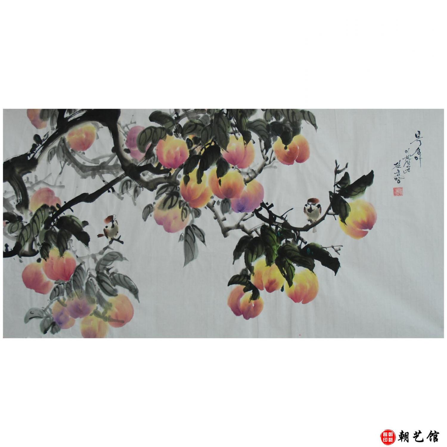 金春阳《桃子季节》朝鲜国画
