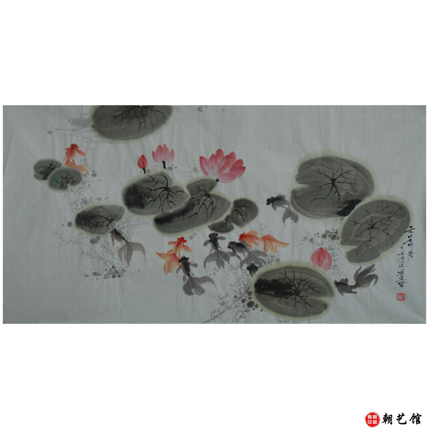 金春阳《金鱼》朝鲜国画