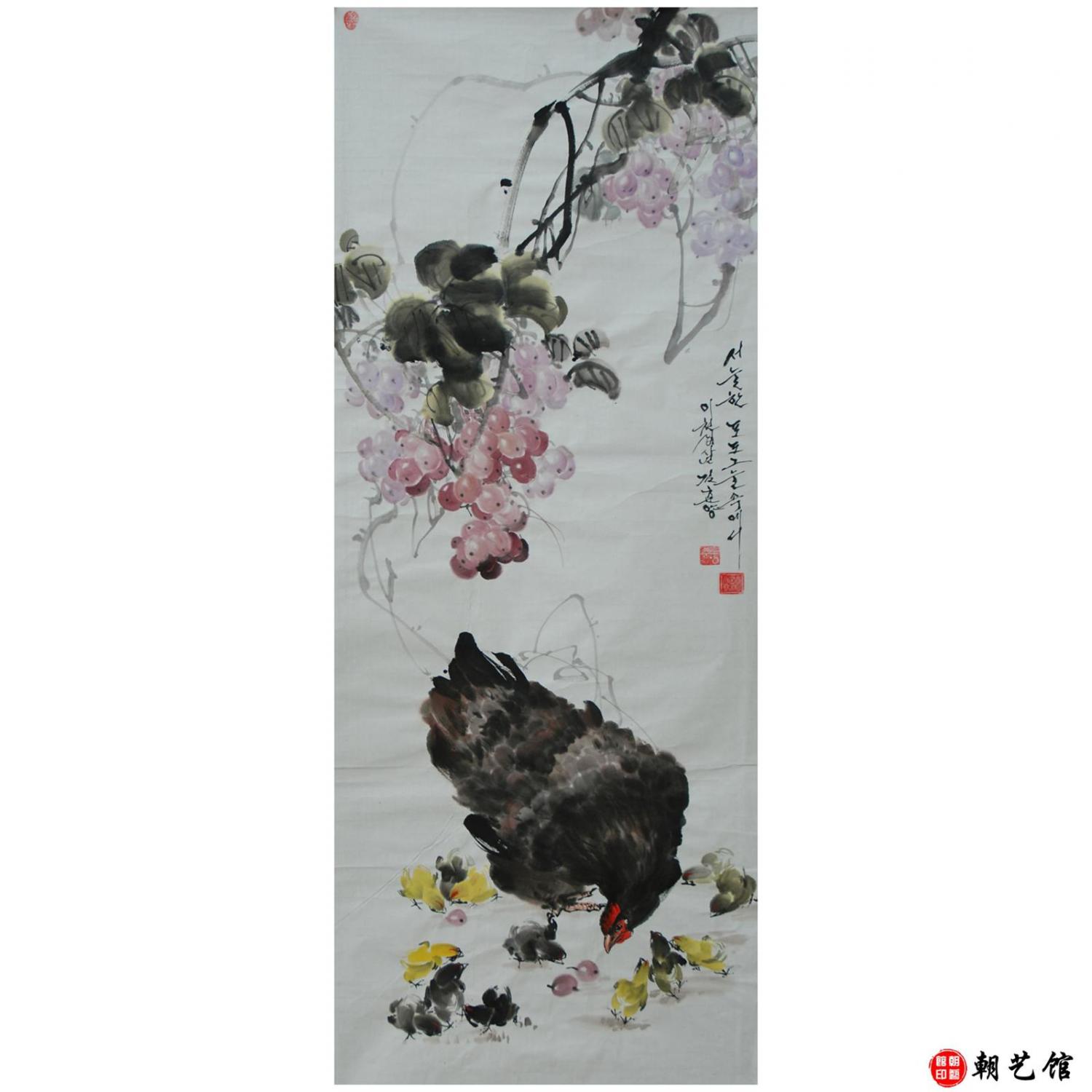 金春阳《葡萄》朝鲜国画-1112