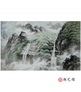 金英男《金刚山瀑布》朝鲜国画
