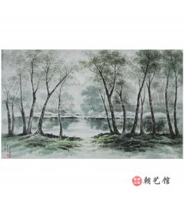 张美琼《小溪的早晨》朝鲜国画-jdzx