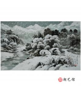 金英男《金刚山温静川的冬天》朝鲜国画-