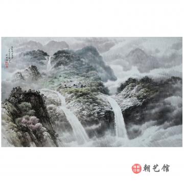 金英男《妙香山的上元洞》朝鲜国画-jdzx