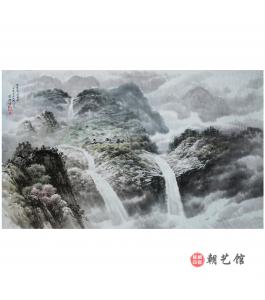 金英男《妙香山的上元洞》朝鲜国画-jdzx