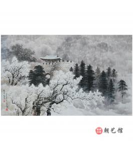 金英男《平壤的七星门》朝鲜国画-jdzx
