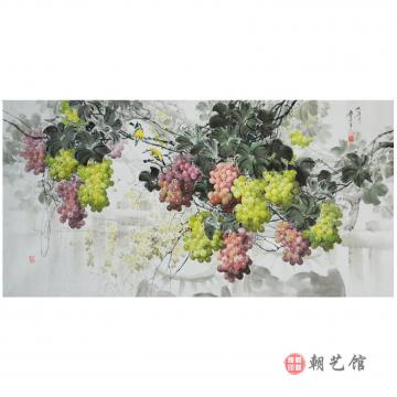 洪有成《葡萄丰年》朝鲜国画---yh-P522