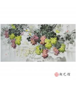 洪有成《葡萄丰年》朝鲜国画---yh-P522