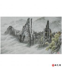 张美琼《金刚山三仙岩》朝鲜国画-jdzx