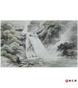 张美琼《妙香山狮子瀑布》朝鲜国画