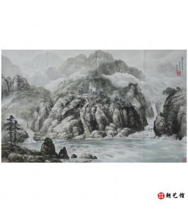 张美琼《妙香山下毗卢峡谷》朝鲜国画