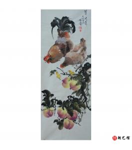 金春阳《庭院一角》朝鲜国画