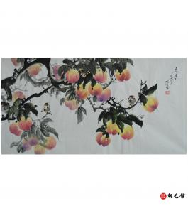 金春阳《桃子季节》朝鲜国画