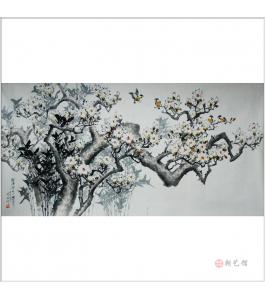 李明赫《白木莲花开的春天》朝鲜国画-DU18-P522