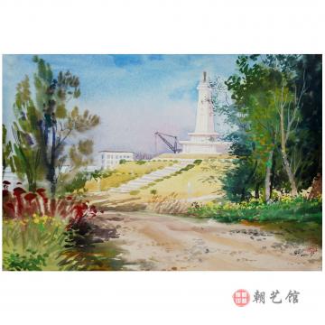李金淑《友谊塔》朝鲜水彩-jg2-1
